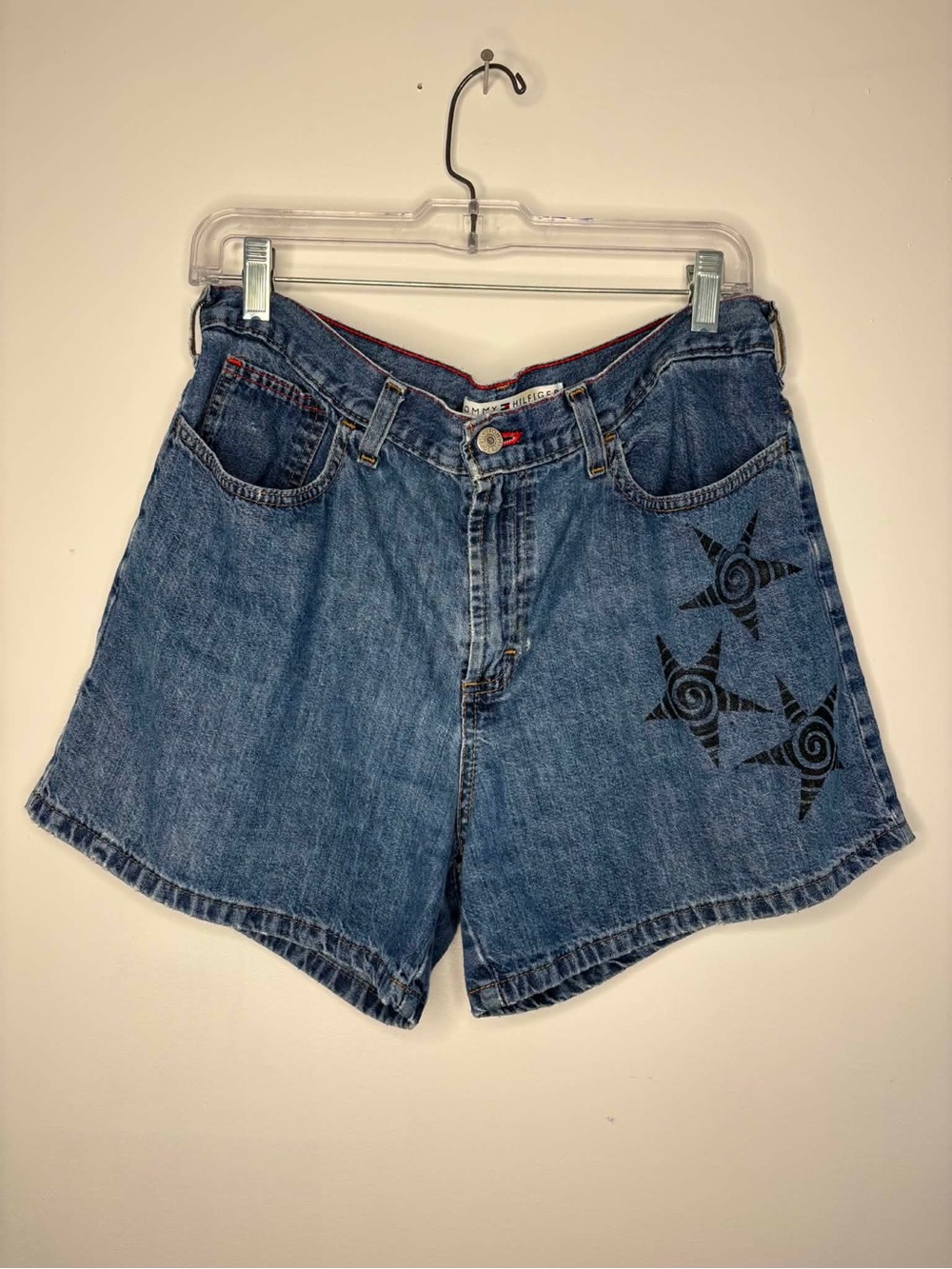 Tommy Hilfiger Blue Denim Shorts with Black Star Print